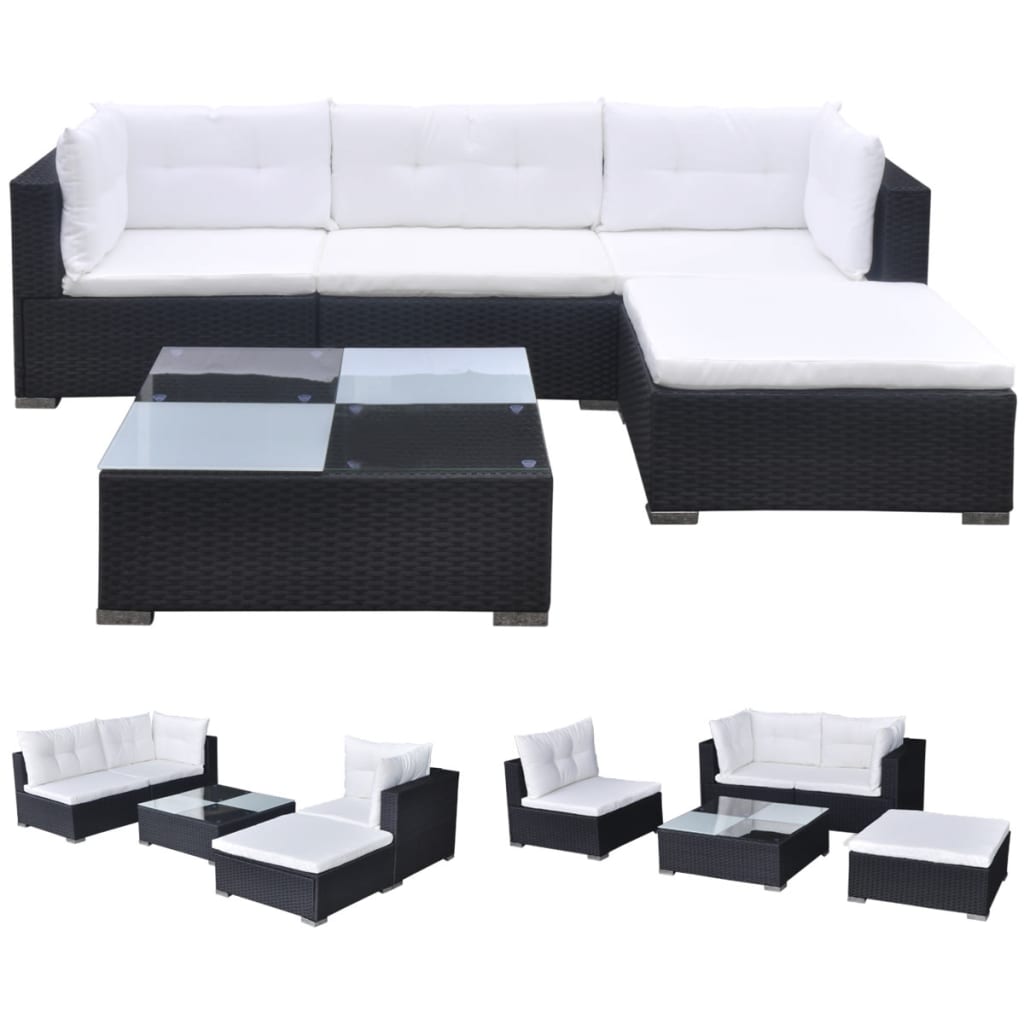Set Mobilier De Grădină Cu Perne, 5 Piese, , Poliratan