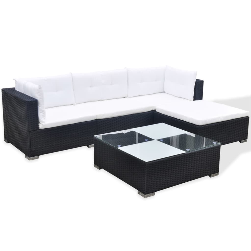 Set Mobilier De Grădină Cu Perne, 5 Piese, , Poliratan