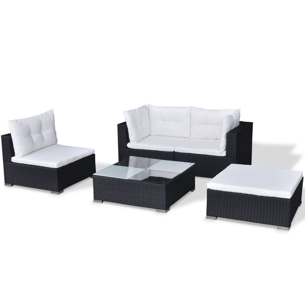 Set Mobilier De Grădină Cu Perne, 5 Piese, , Poliratan