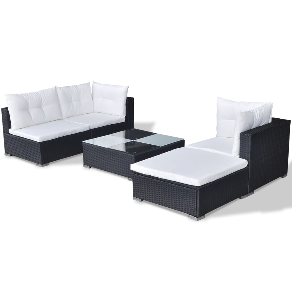 Set Mobilier De Grădină Cu Perne, 5 Piese, , Poliratan