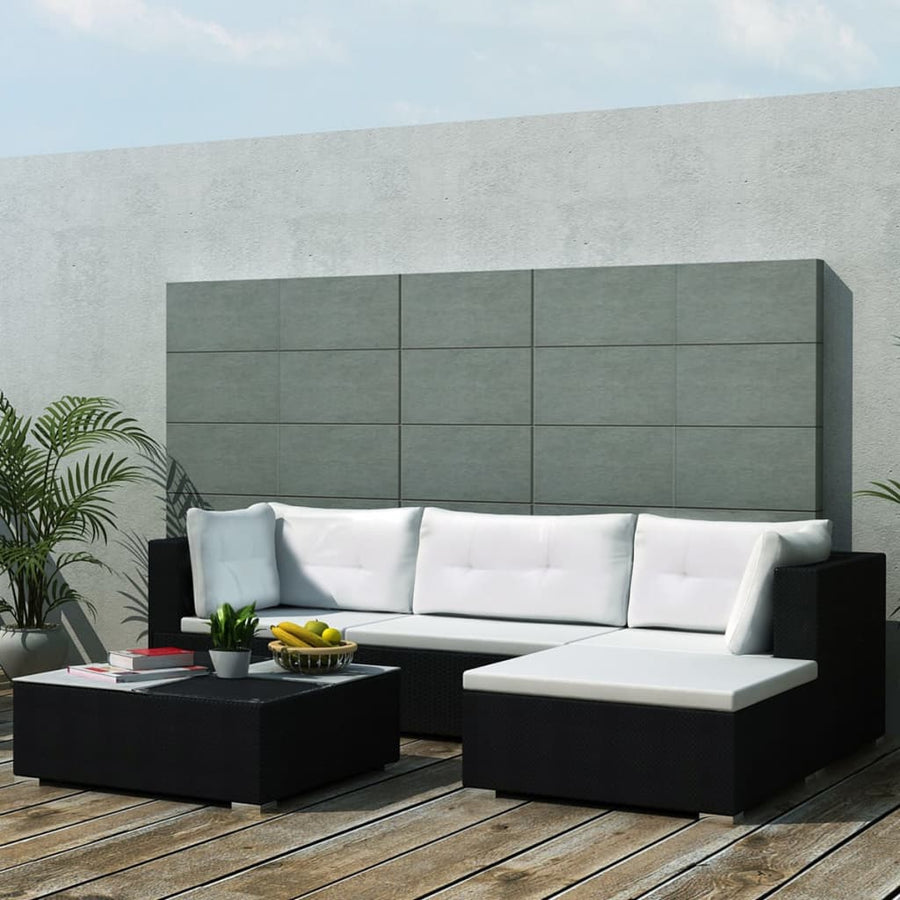 Set Mobilier De Grădină Cu Perne, 5 Piese, , Poliratan