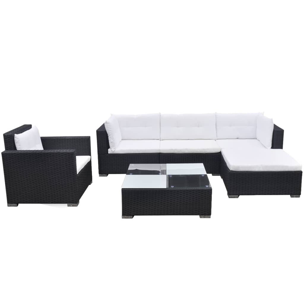 Set Mobilier De Grădină Cu Perne, 6 Piese, , Poliratan