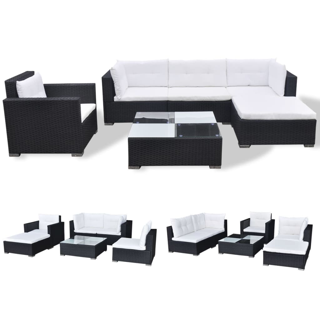Set Mobilier De Grădină Cu Perne, 6 Piese, , Poliratan