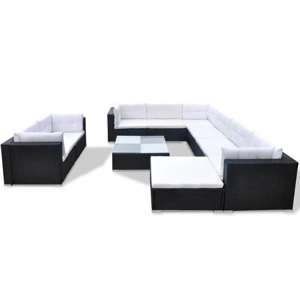 Set Mobilier De Grădină Cu Perne, 10 Piese, , Poliratan
