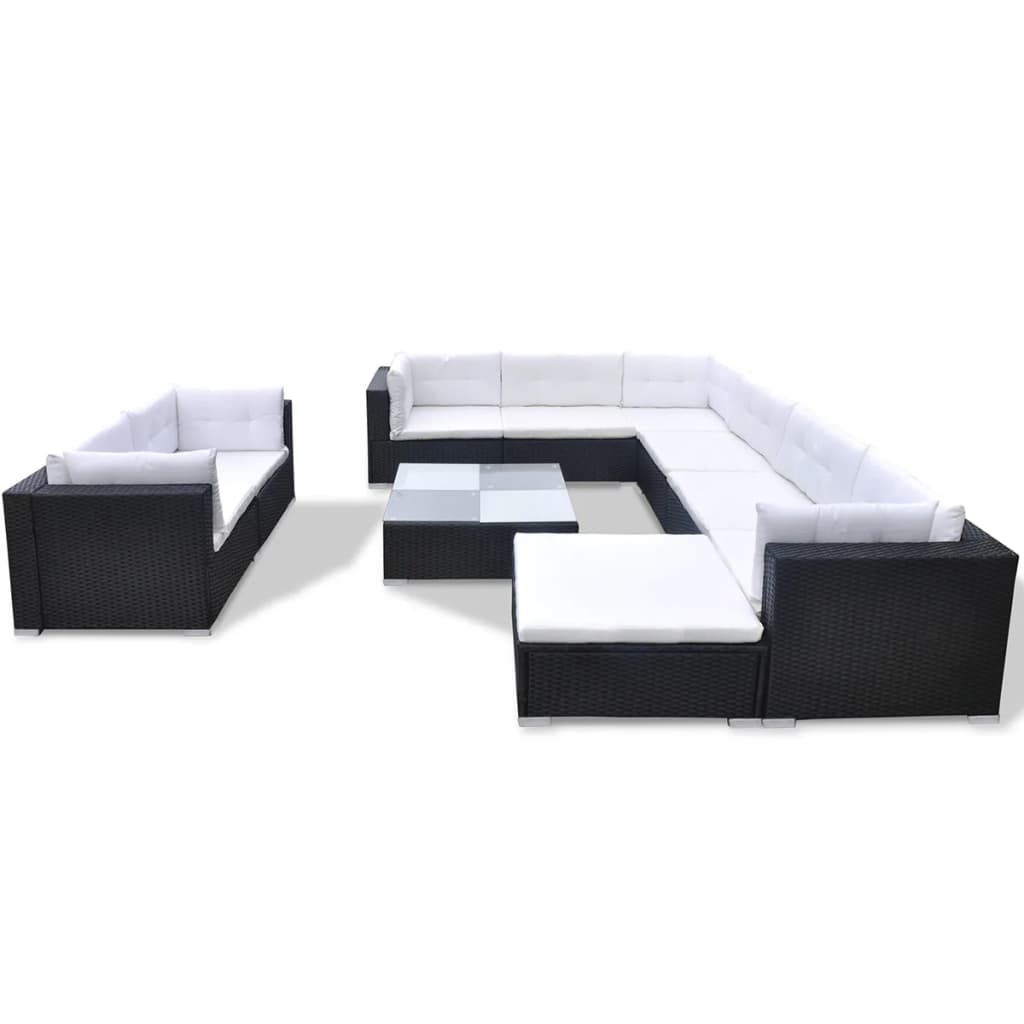Set Mobilier De Grădină Cu Perne, 10 Piese, , Poliratan