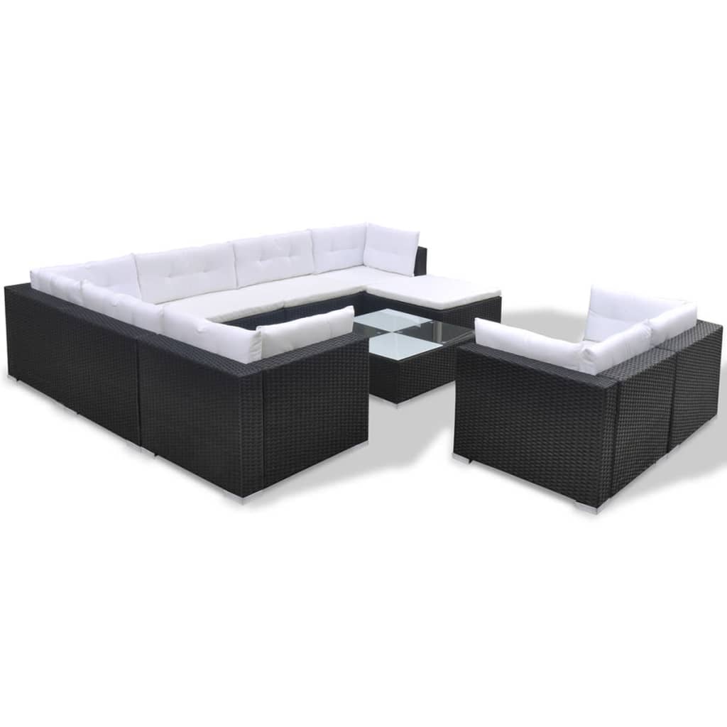 Set Mobilier De Grădină Cu Perne, 10 Piese, , Poliratan