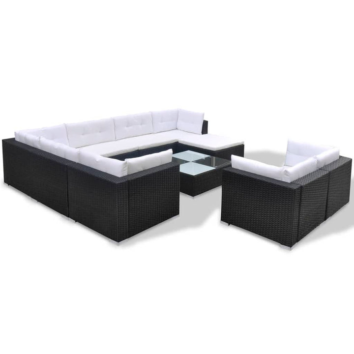 Set Mobilier De Grădină Cu Perne, 10 Piese, , Poliratan