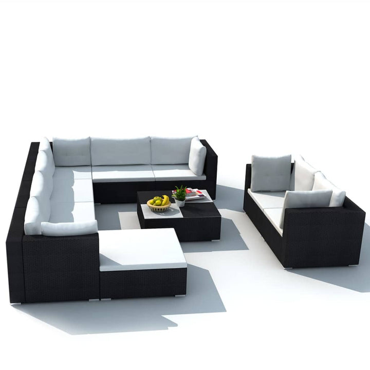 Set Mobilier De Grădină Cu Perne, 10 Piese, , Poliratan