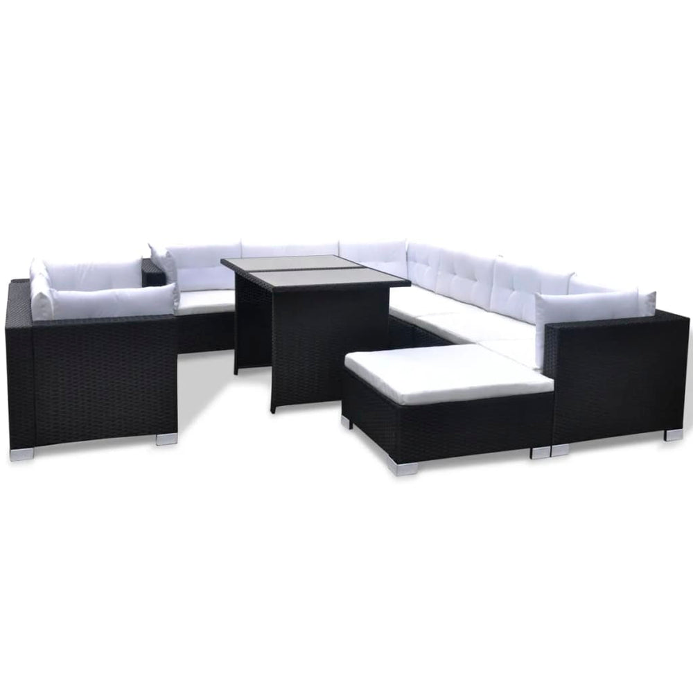 Set Mobilier De Grădină Cu Perne, 10 Piese, , Poliratan