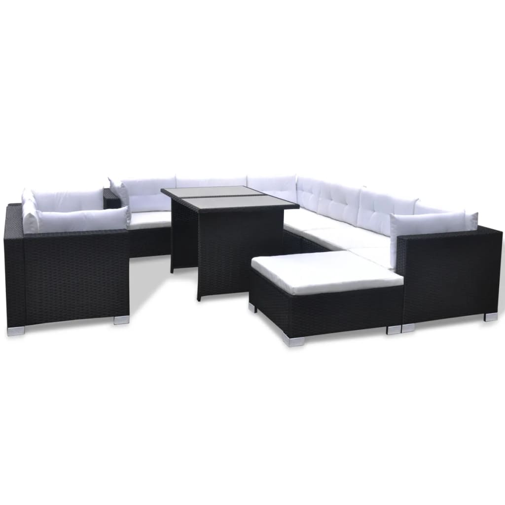Set Mobilier De Grădină Cu Perne, 10 Piese, , Poliratan