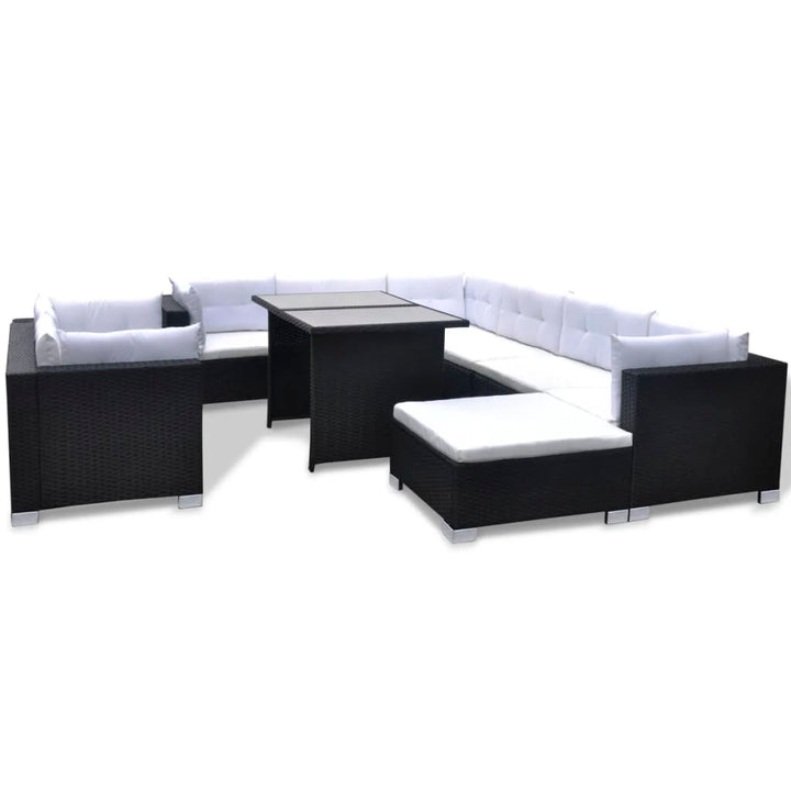 Set Mobilier De Grădină Cu Perne, 10 Piese, , Poliratan
