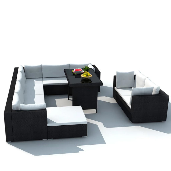 Set Mobilier De Grădină Cu Perne, 10 Piese, , Poliratan