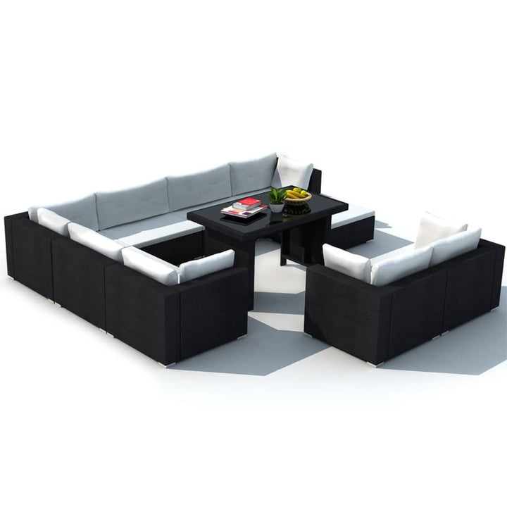 Set Mobilier De Grădină Cu Perne, 10 Piese, , Poliratan