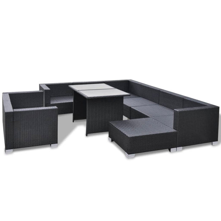 Set Mobilier De Grădină Cu Perne, 10 Piese, , Poliratan