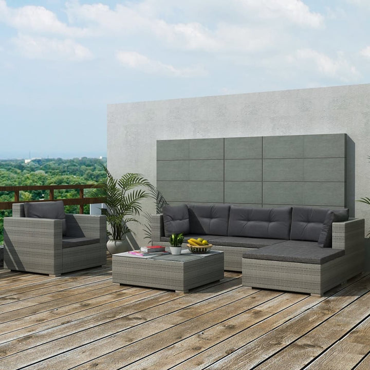 Set Mobilier De Grădină Cu Perne, 6 Piese, , Poliratan