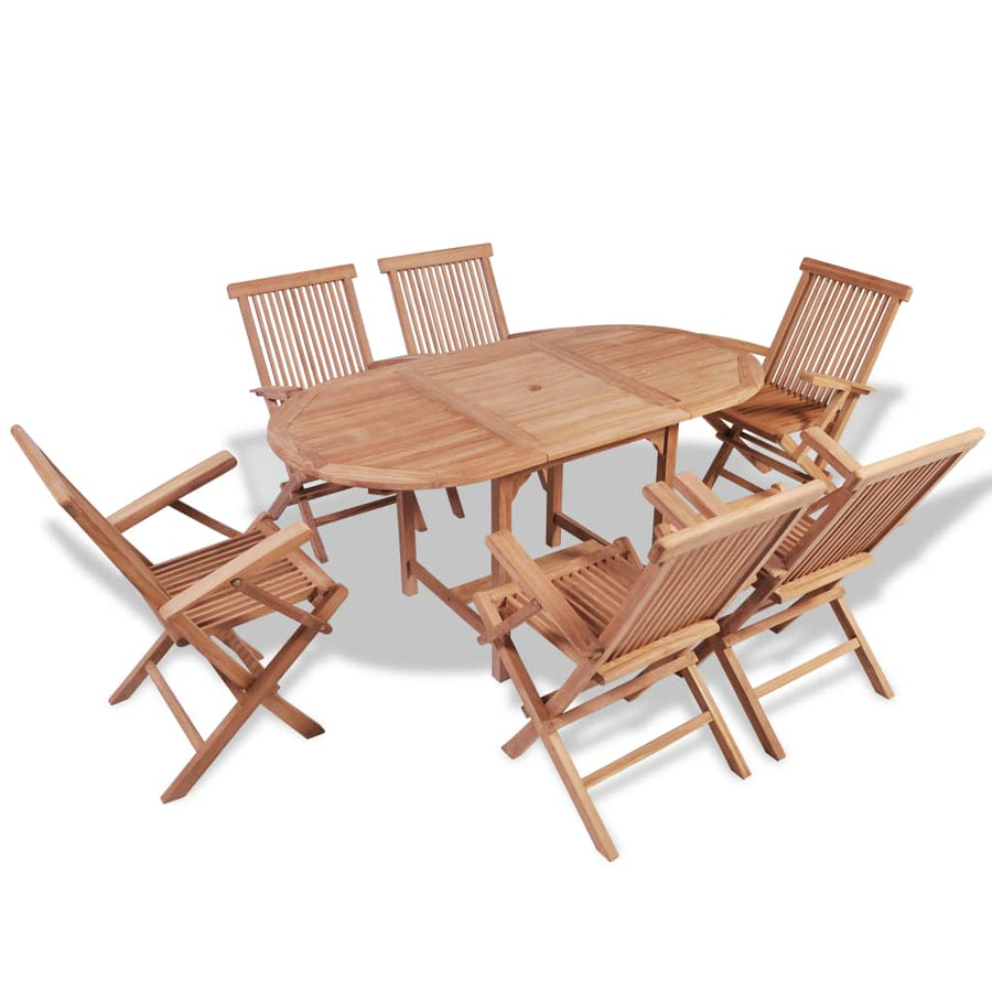 Set Mobilier De Exterior Desigilat, 7 Piese, Lemn Masiv De Tec