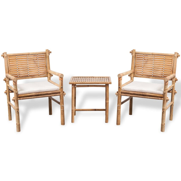 Set Mobilier Bistro Cu Perne, 3 Piese, Bambus