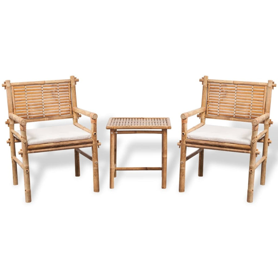 Set Mobilier Bistro Cu Perne, 3 Piese, Bambus