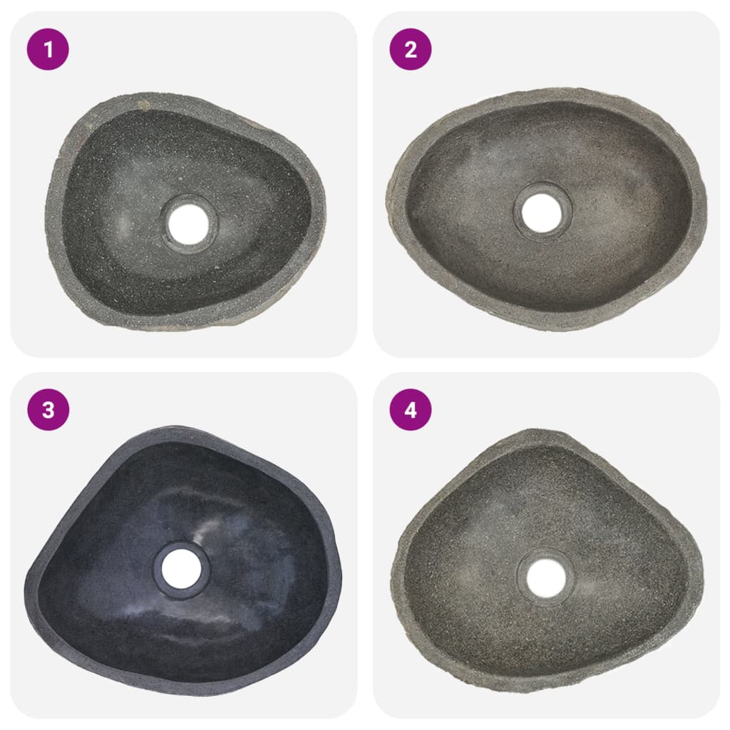 Chiuvetă Din Piatră De Râu, (29-38)X(24-31) Cm, Oval