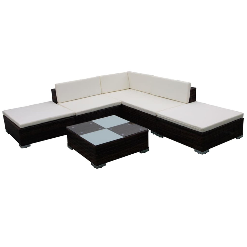 Set Mobilier De Grădină Cu Perne, 6 Piese, , Poliratan