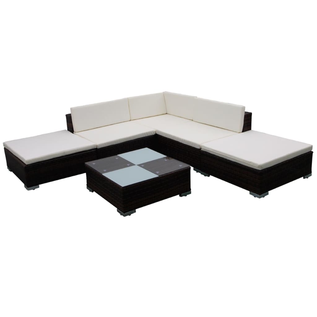 Set Mobilier De Grădină Cu Perne, 6 Piese, , Poliratan