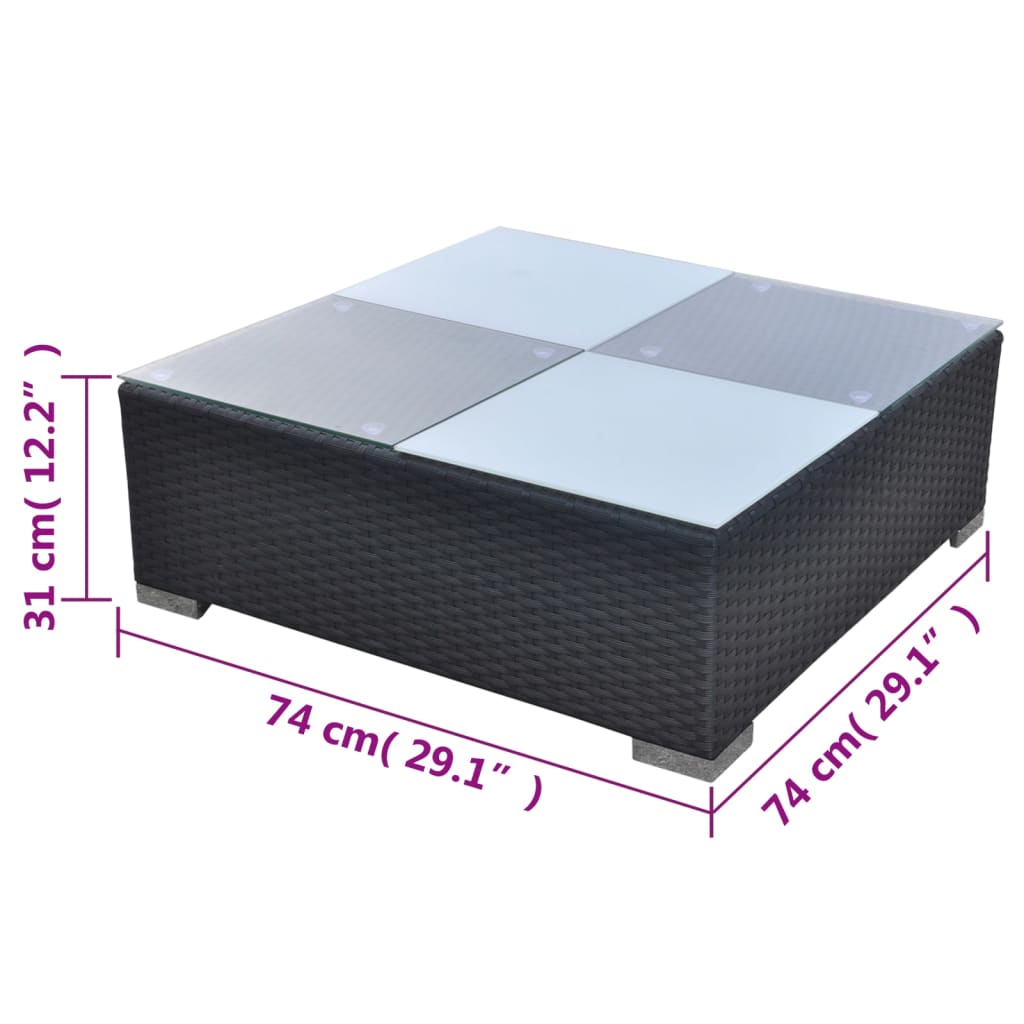 Set Mobilier De Grădină Cu Perne, 5 Piese, Negru, Poliratan