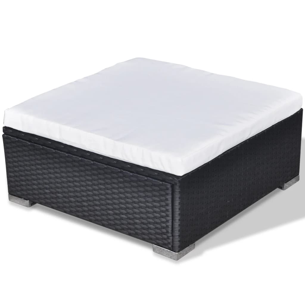 Set Mobilier De Grădină Cu Perne, 6 Piese, Negru, Poliratan