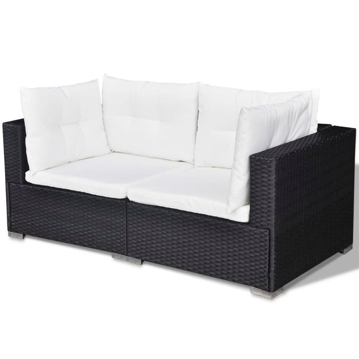 Set Mobilier De Grădină Cu Perne, 6 Piese, Negru, Poliratan