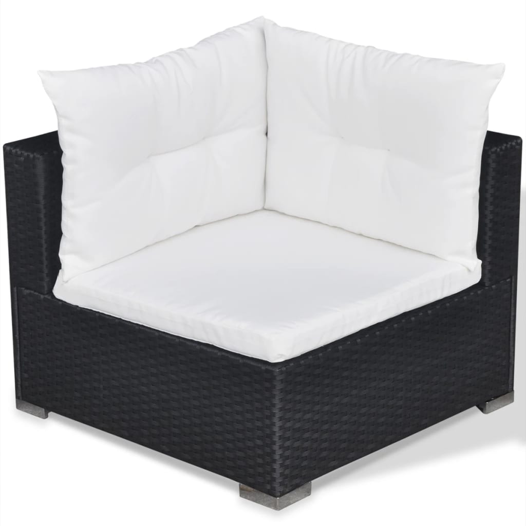 Set Mobilier De Grădină Cu Perne, 6 Piese, Negru, Poliratan