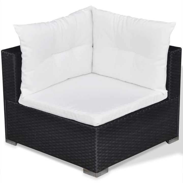 Set Mobilier De Grădină Cu Perne, 6 Piese, Negru, Poliratan