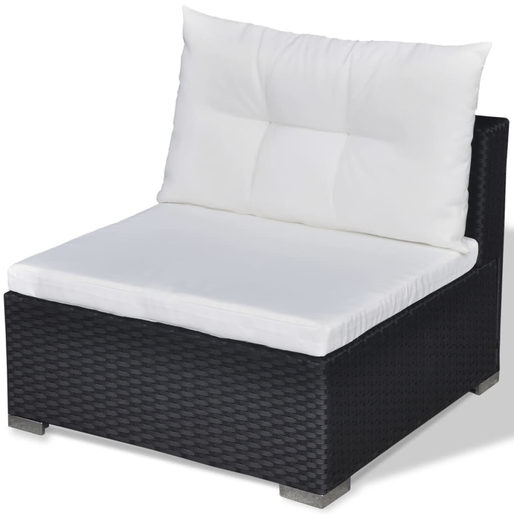 Set Mobilier De Grădină Cu Perne, 6 Piese, Negru, Poliratan