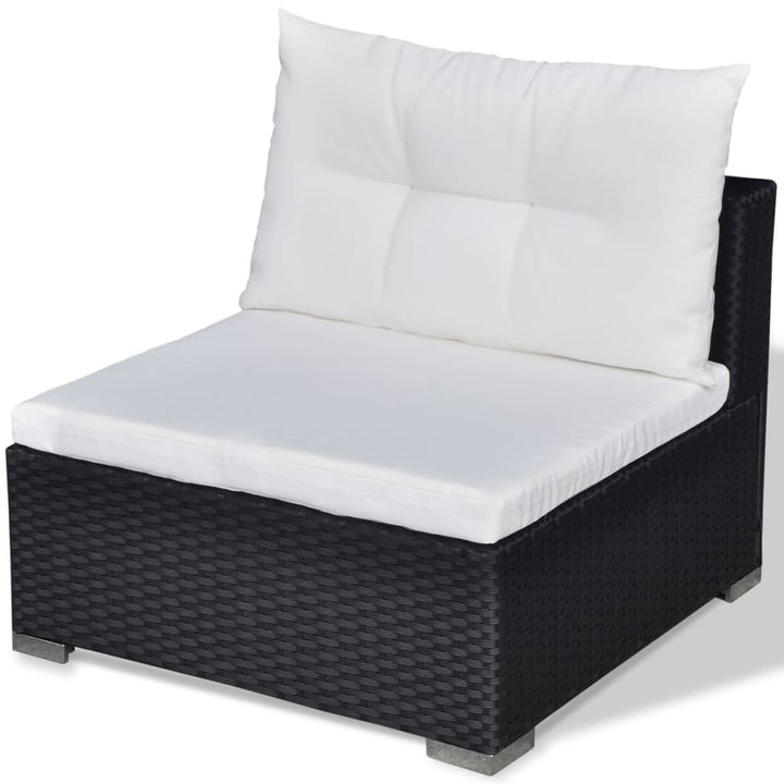 Set Mobilier De Grădină Cu Perne, 6 Piese, Negru, Poliratan