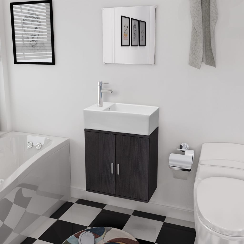 Set Mobilier Baie Format Din 9 Piese Cu Chiuvete Incluse,