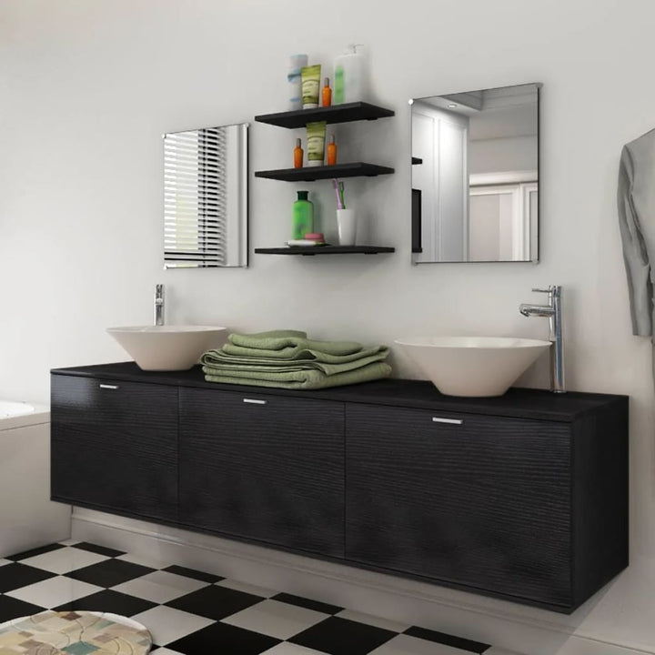 Set Mobilier Baie Format Din 9 Piese Cu Chiuvete Incluse,