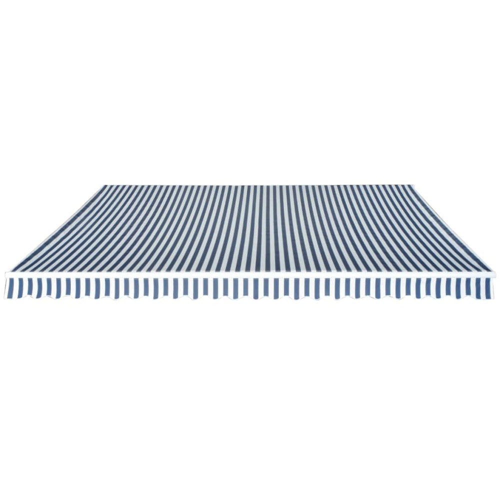 Copertină Pliabilă Acționată Manual, 500 Cm, Albastru Și Alb