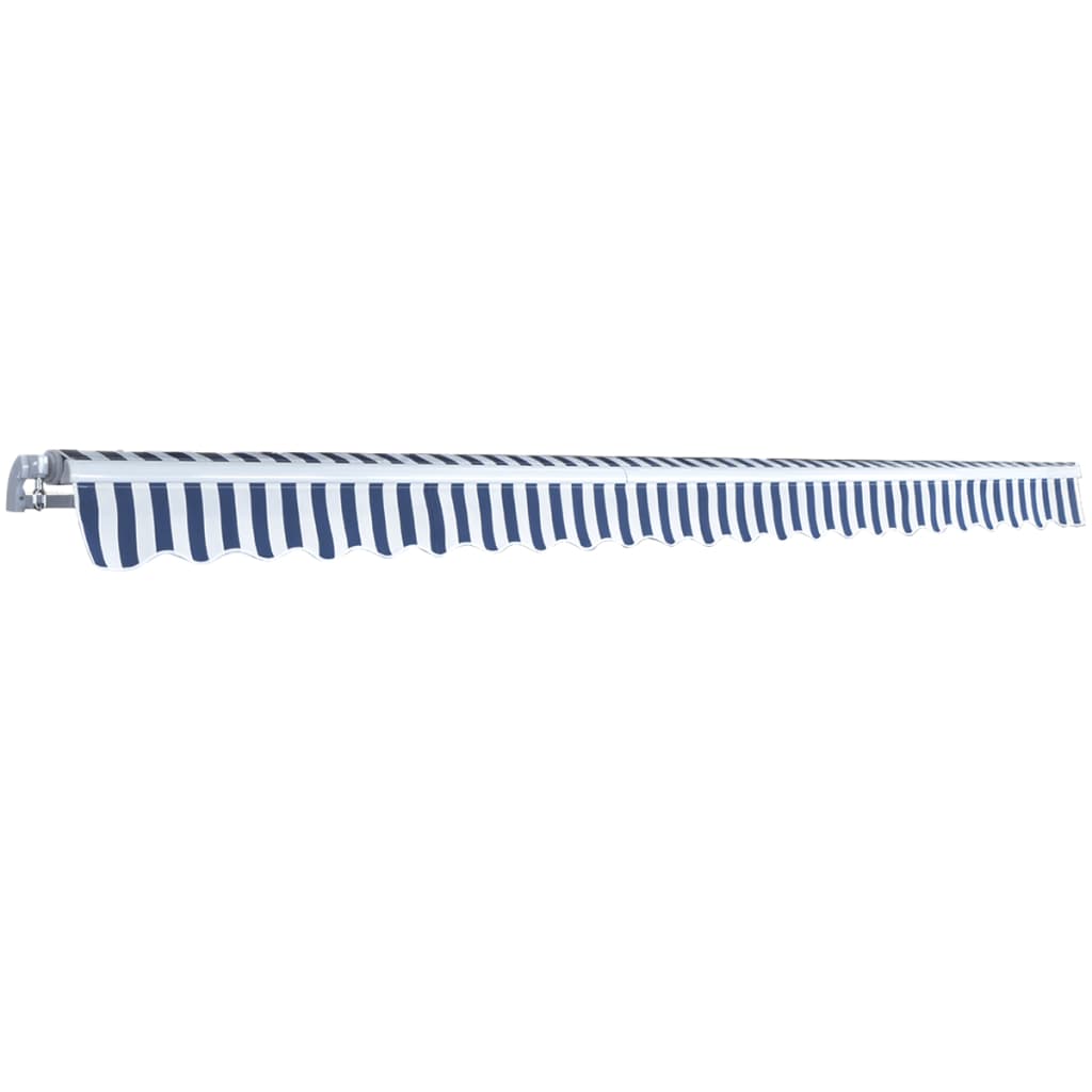 Copertină Pliabilă Acționată Manual, 500 Cm, Albastru Și Alb