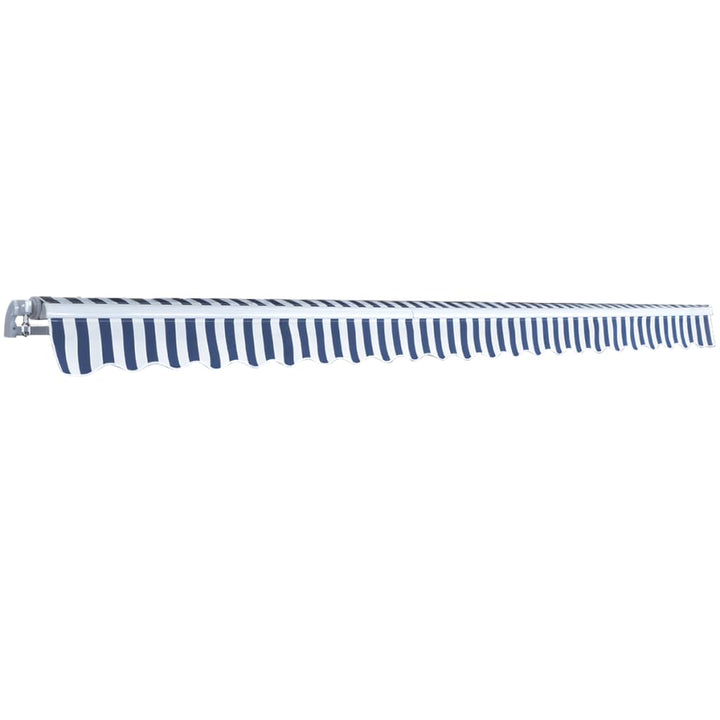 Copertină Pliabilă Acționată Manual, 500 Cm, Albastru Și Alb