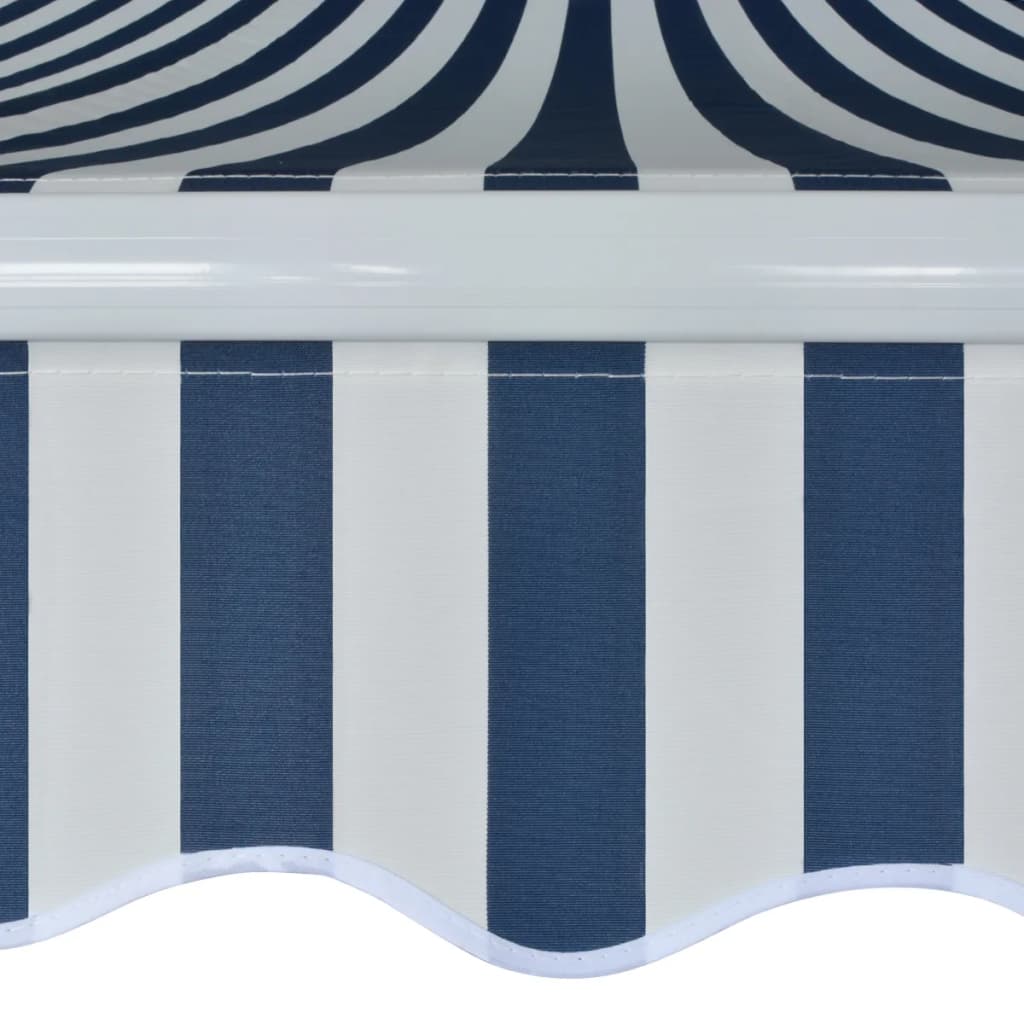 Copertină Pliabilă Acționată Manual, 500 Cm, Albastru Și Alb