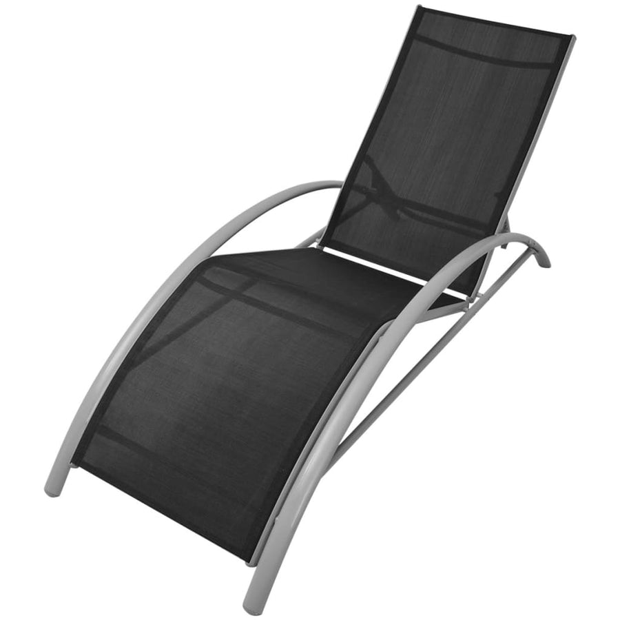 Șezlong De Plajă, Negru, Aluminiu
