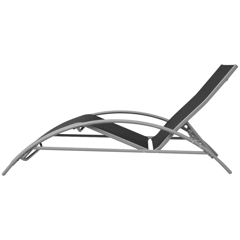 Șezlong De Plajă, Negru, Aluminiu