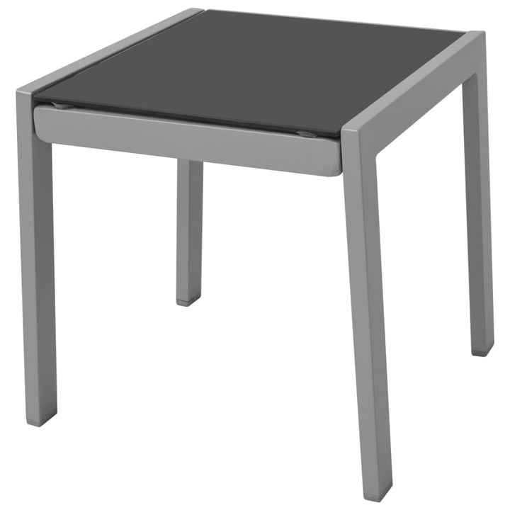 Șezlonguri De Plajă Cu Masă, Negru, Aluminiu