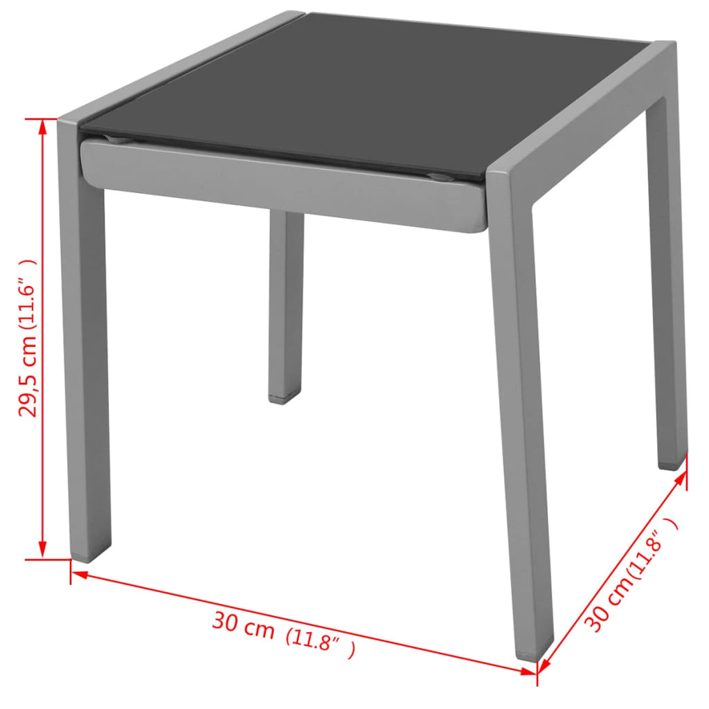 Șezlonguri De Plajă Cu Masă, Negru, Aluminiu