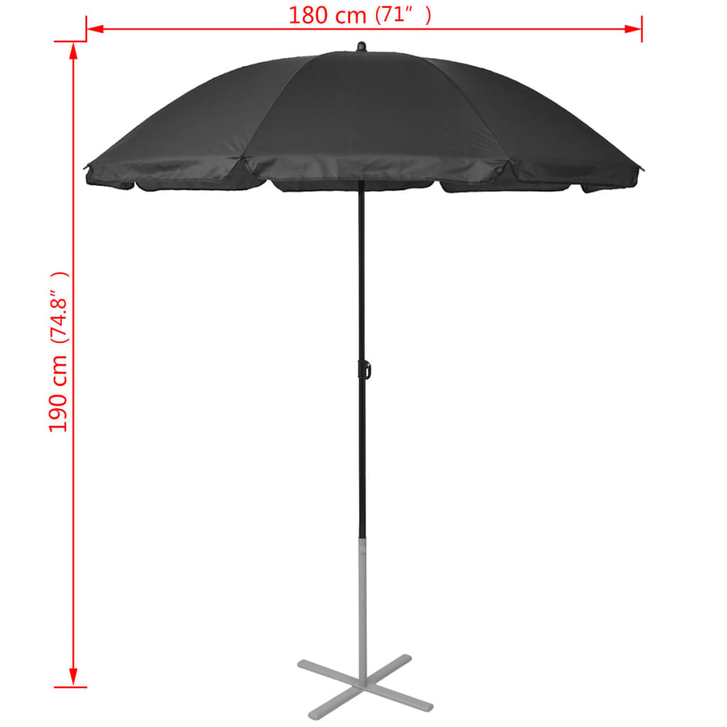 Șezlonguri De Plajă Cu Umbrelă, Negru, Aluminiu