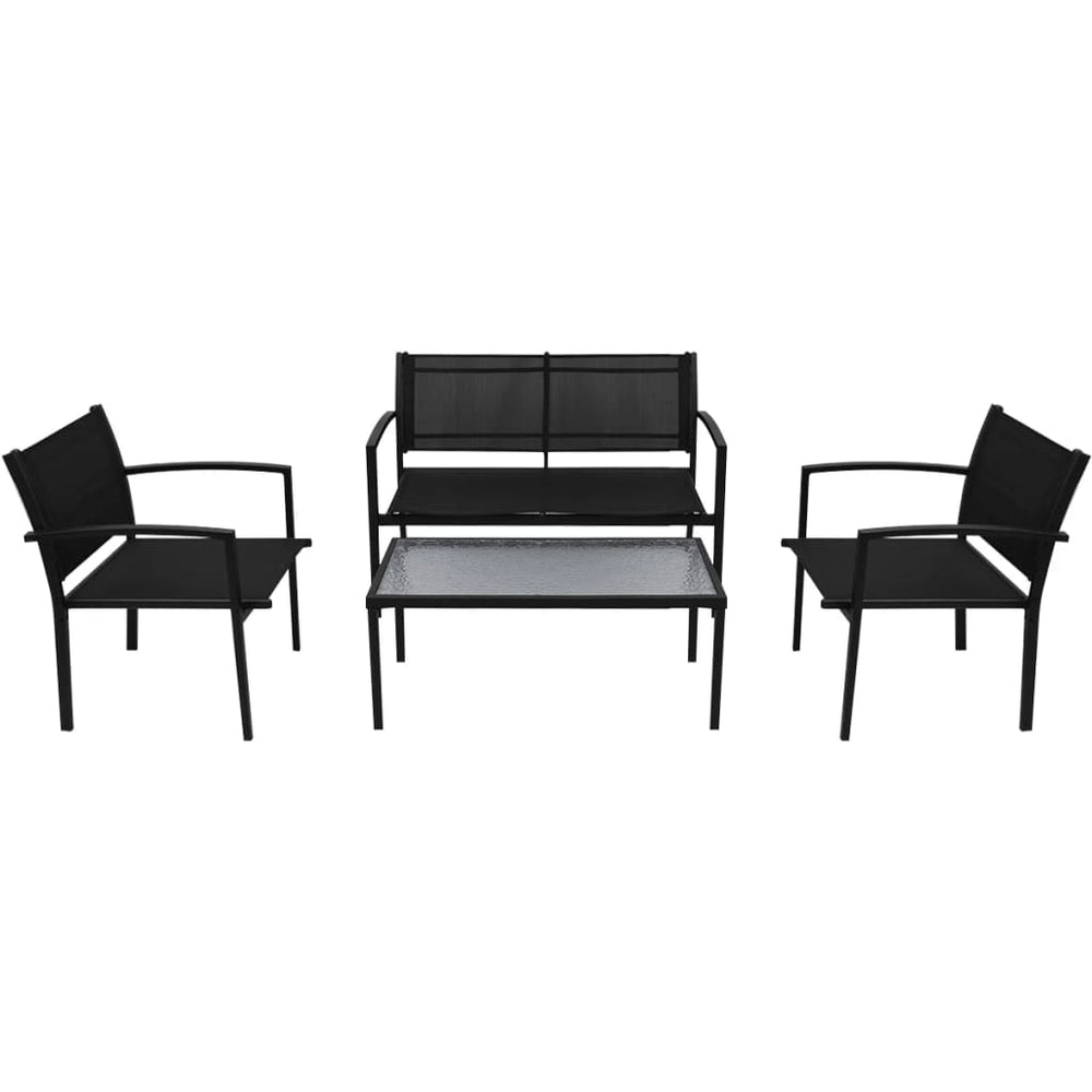 Set Mobilier De Grădină, 4 Piese, Negru, Textilenă
