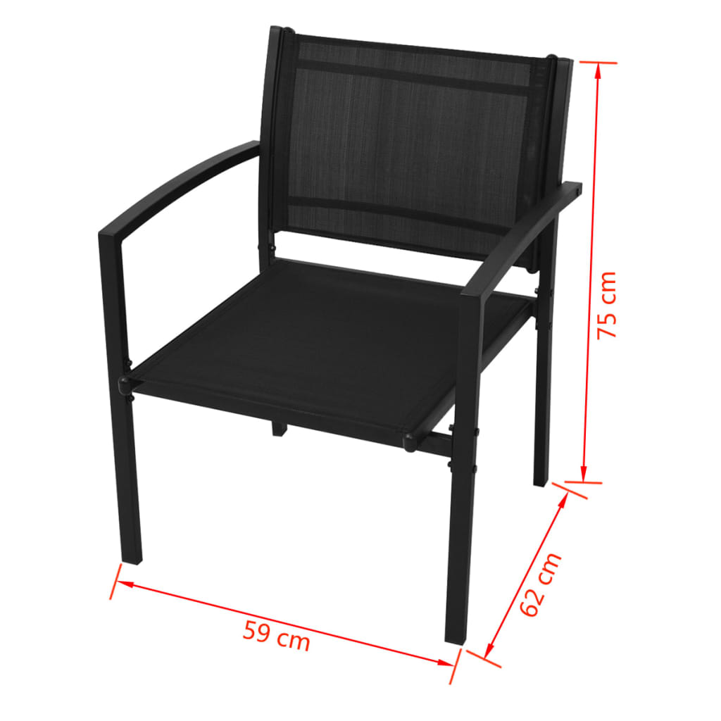 Set Mobilier De Grădină, 4 Piese, Negru, Textilenă
