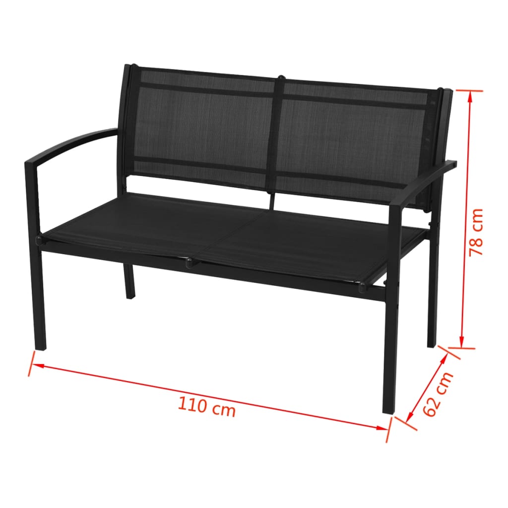 Set Mobilier De Grădină, 4 Piese, Negru, Textilenă