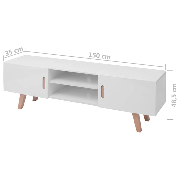 Stativ Tv, Alb Lucios, 150 X 35 X 48,5 Cm, Mdf