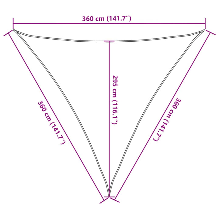 Pânză Parasolar Din Hdpe, Triunghiulară 3,6 X 3,6 X 3,6 M, Bej