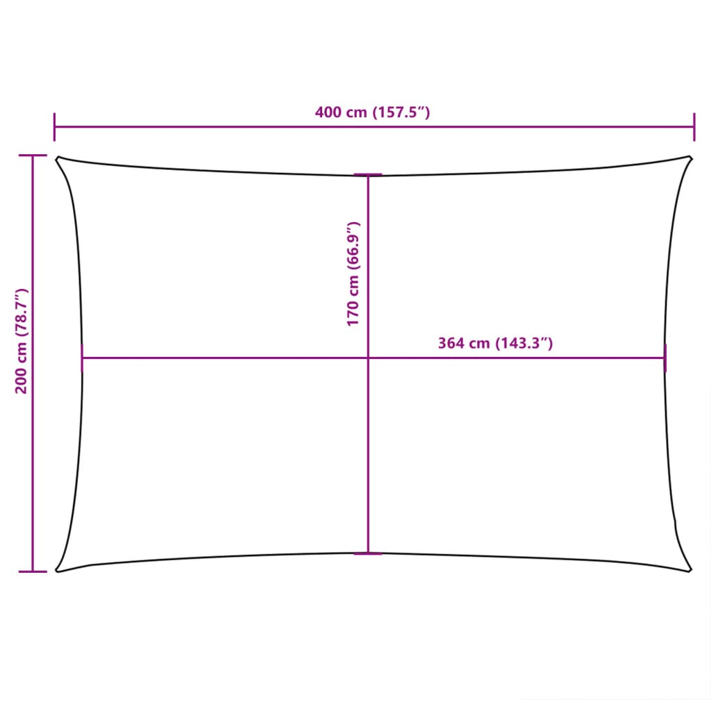 Parasolar Din Țesătură Oxford, Dreptunghiular, 2 X 4 M, Crem
