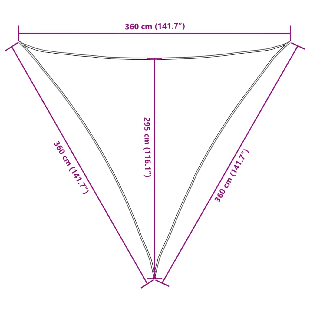 Parasolar Din Țesătură Oxford Triunghiular, 3,6X3,6X3,6 M, Crem